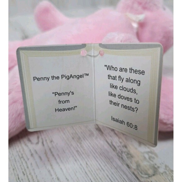 Holy Bears Plush Penny the Pig Angel  Stuffed Animal Toy Pink Wings Tags 2006 - Picture 11 of 12